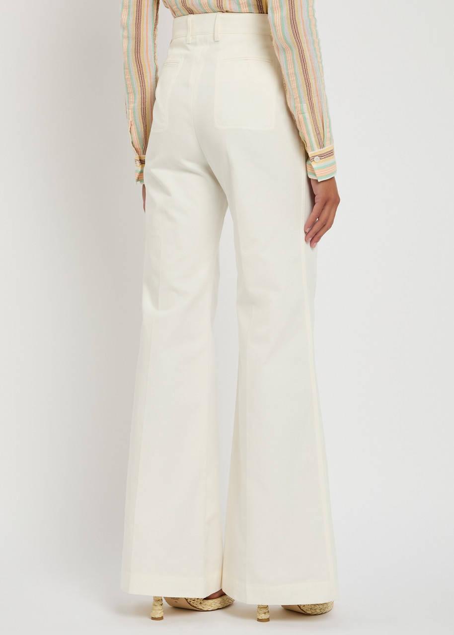 Chloe Flared-leg Canvas Trousers - 3