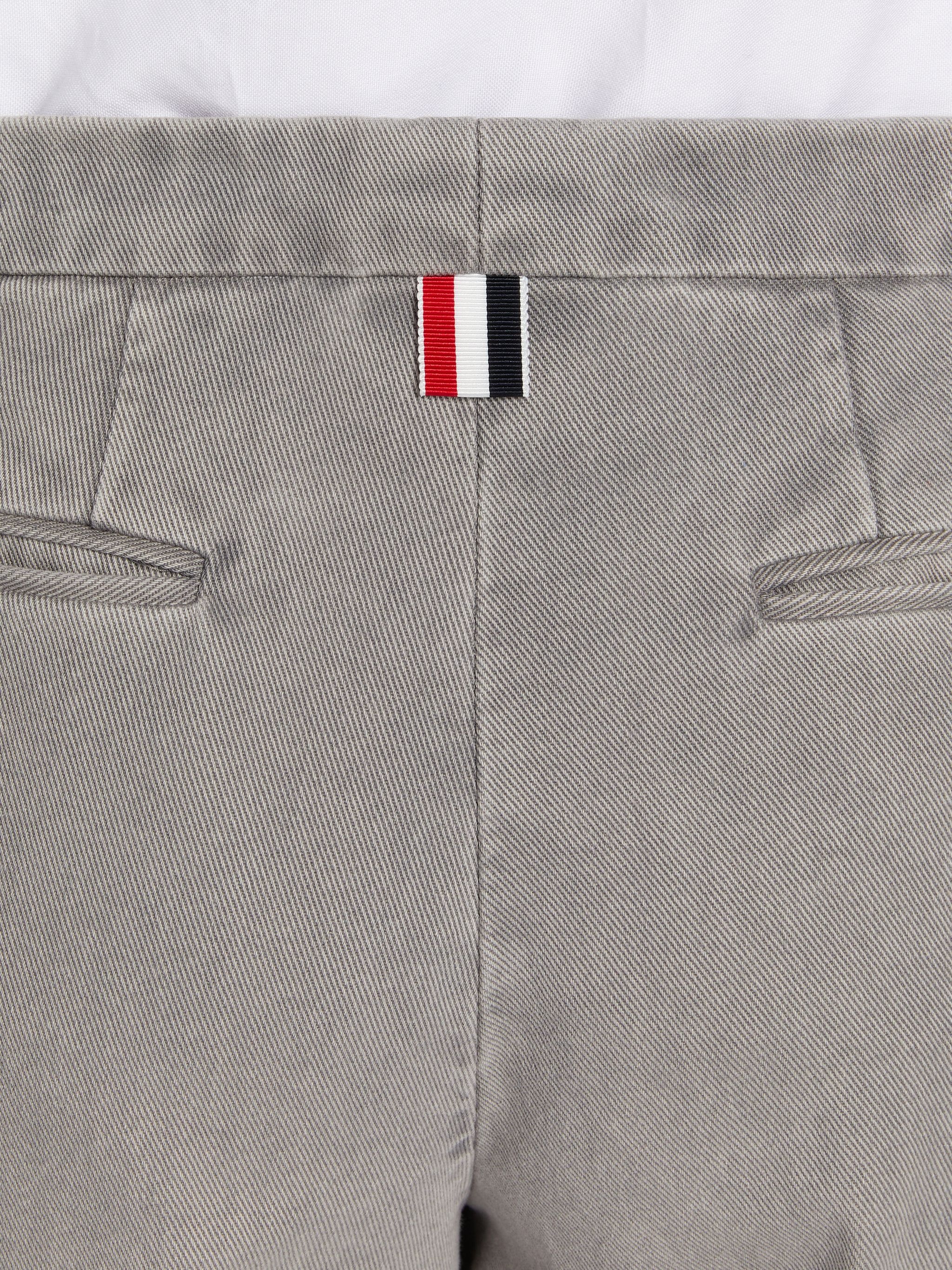 Light Grey Heavyweight Garment Dyed Cotton Twill Tonal Grosgrain 4-Bar Sack Trouser - 6