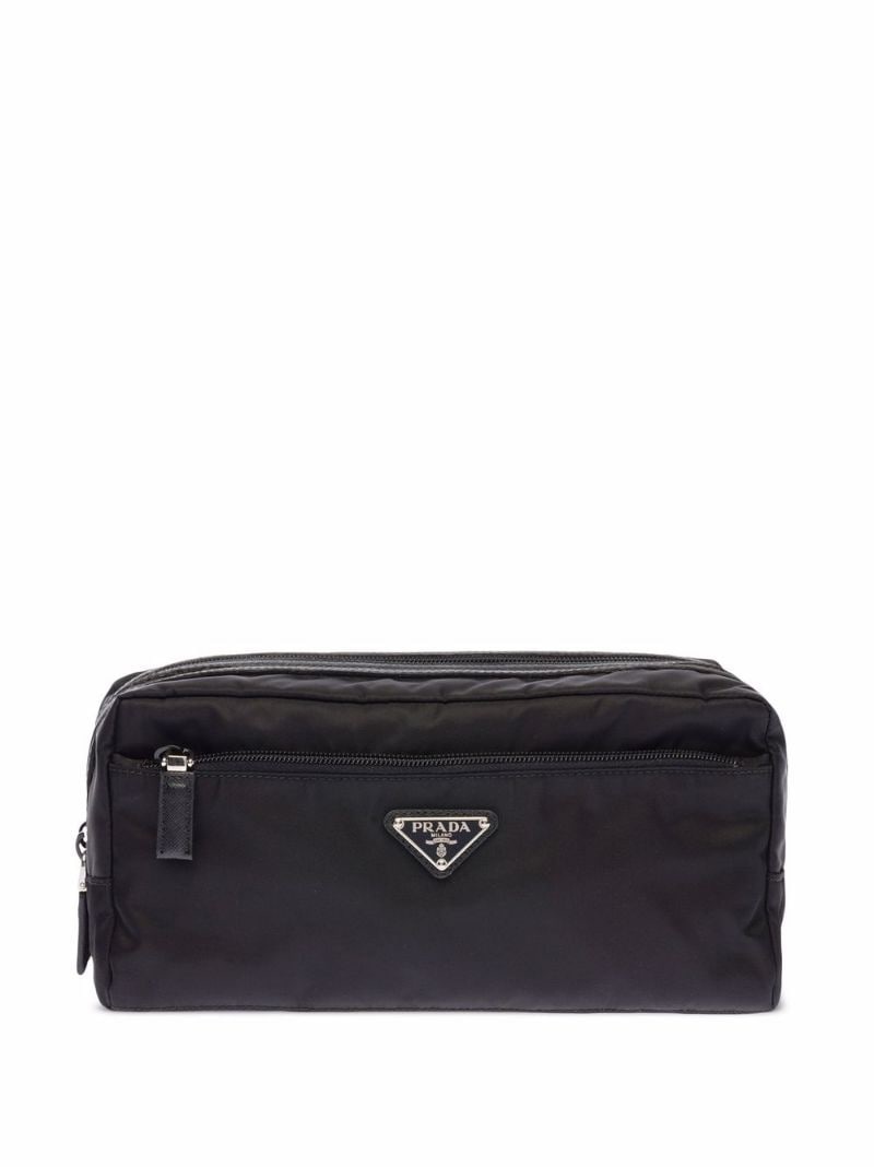 Re-Nylon and leather travel pouch - 1