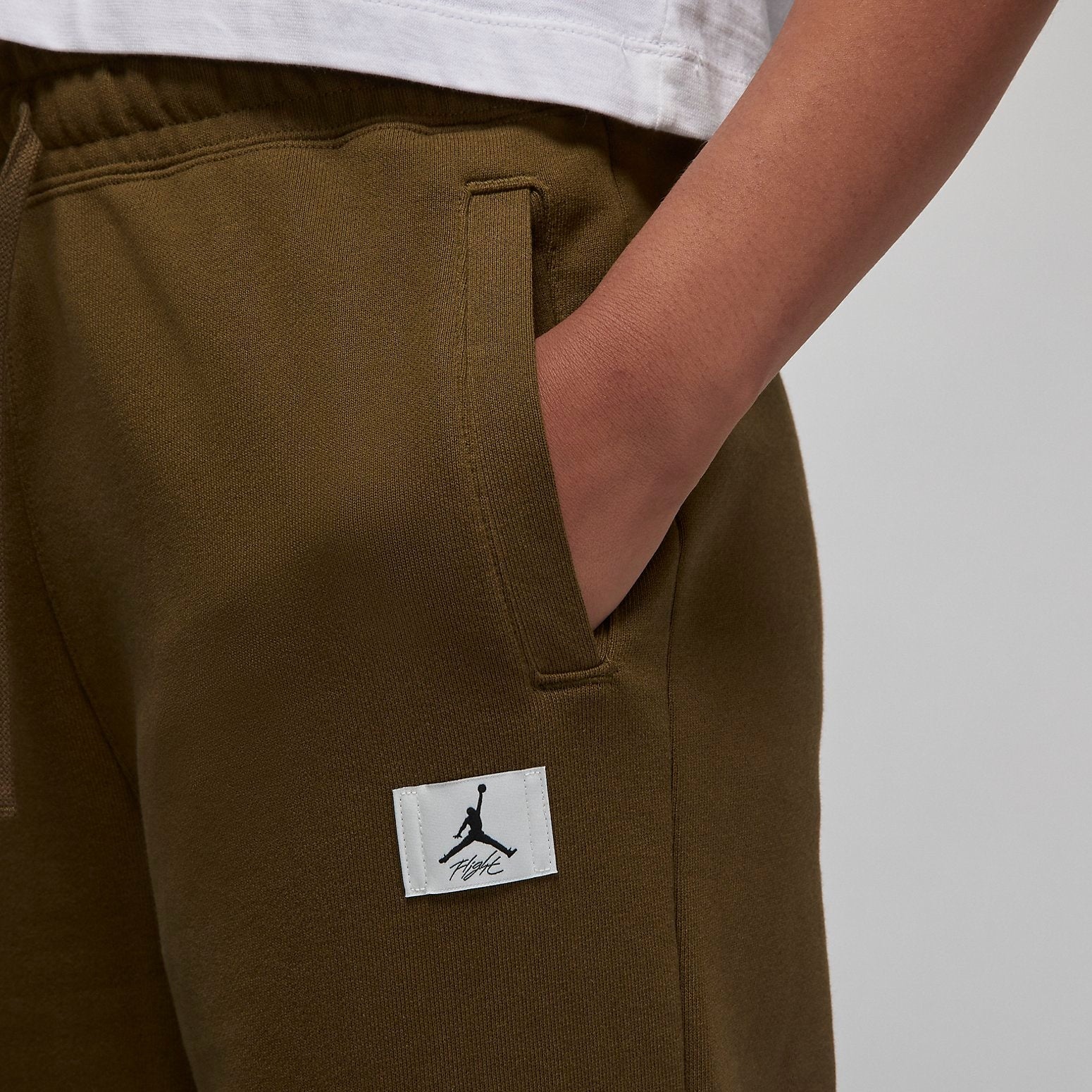 (WMNS) Air Jordan Flight Fleece Trousers 'Light Olive' DQ4607-385 - 3