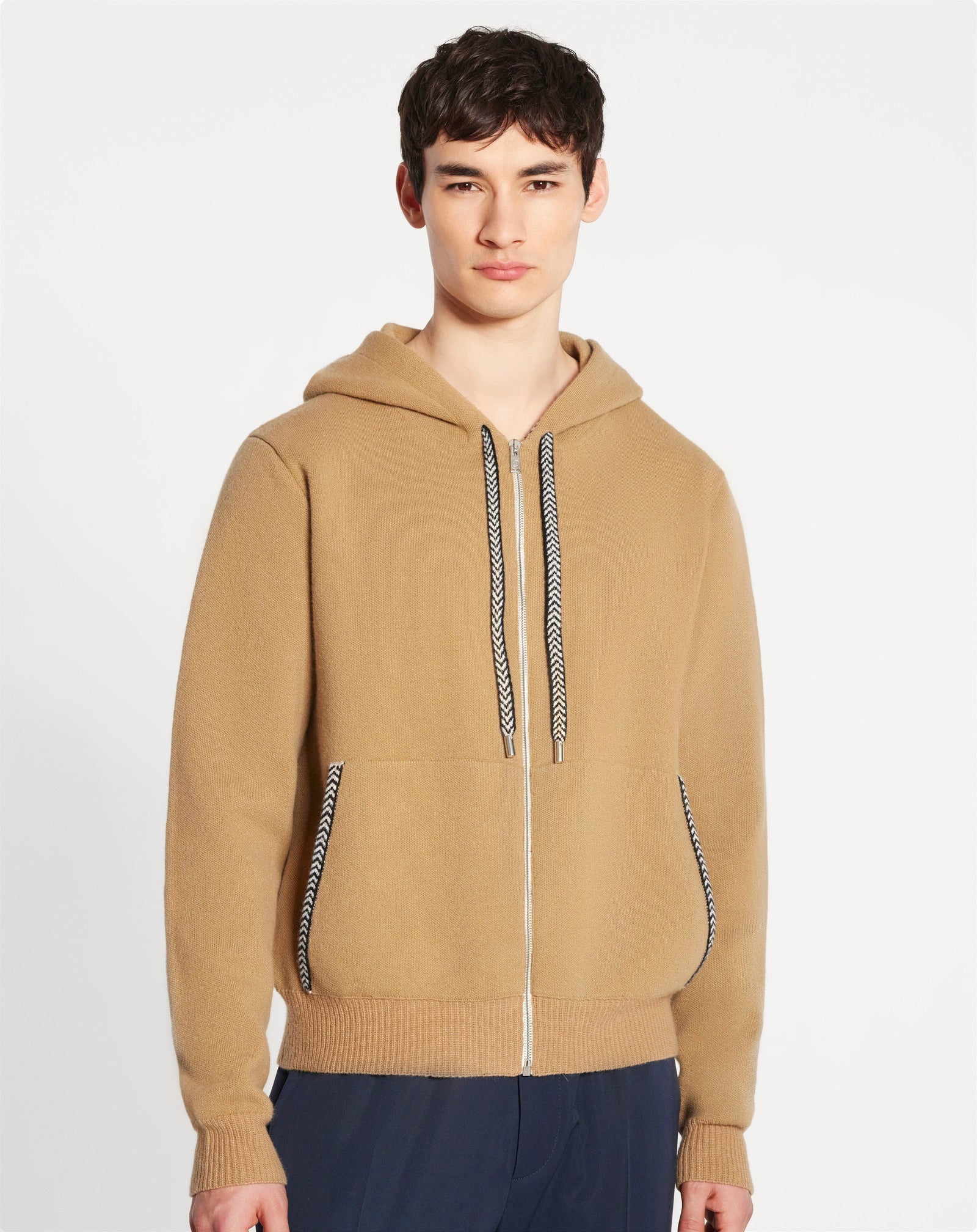 KNIT ZIP-UP CURB HOODIE - 3