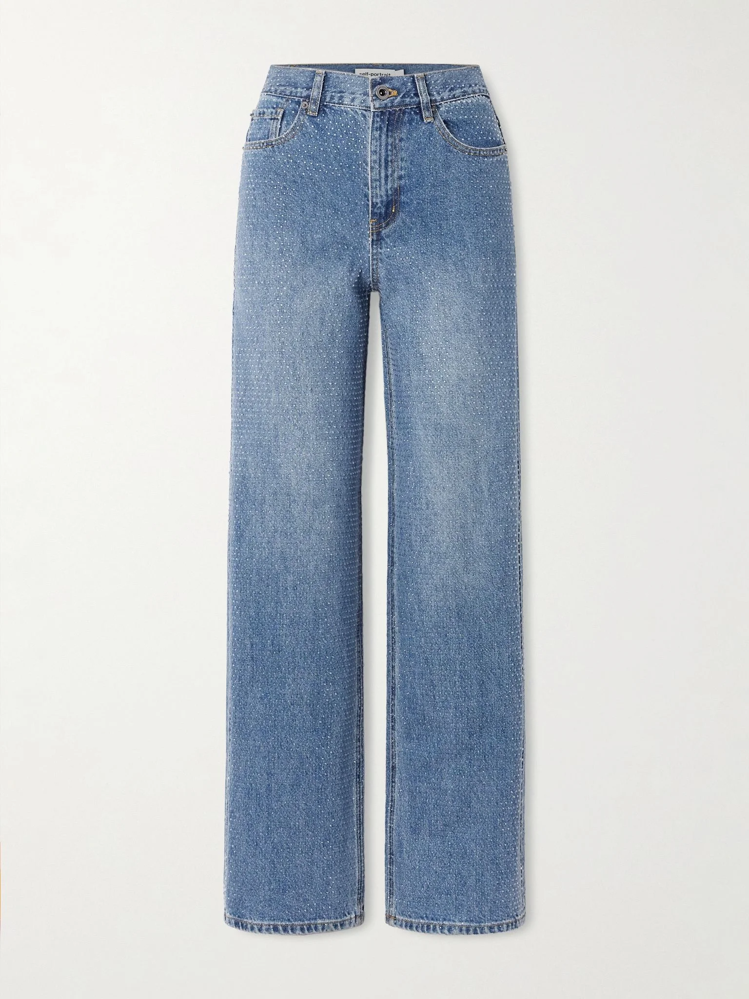 Crystal-embellished high-rise straight-leg jeans Light denim - 1