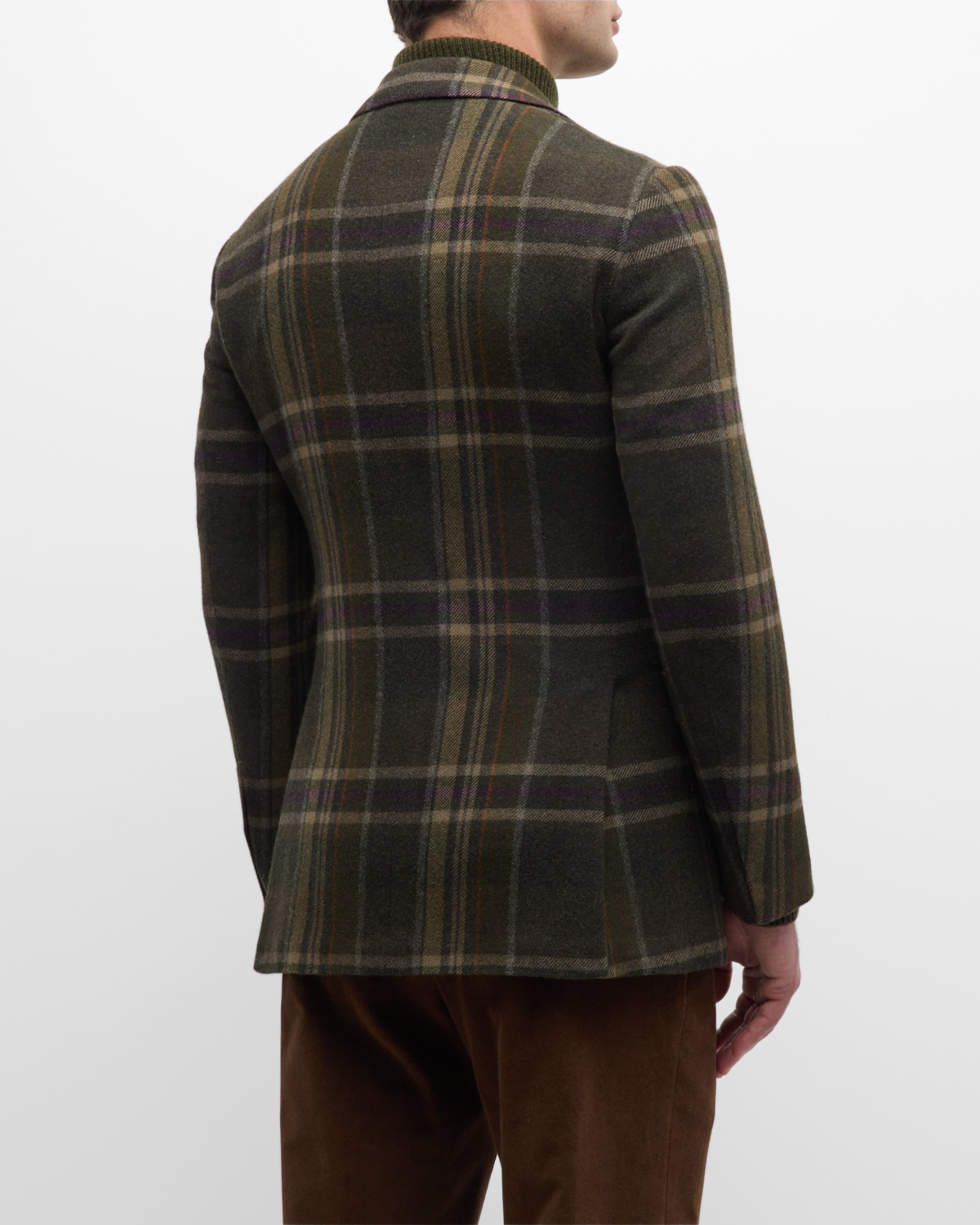 Men's Handmade Plaid Cashmere Jacket - 5