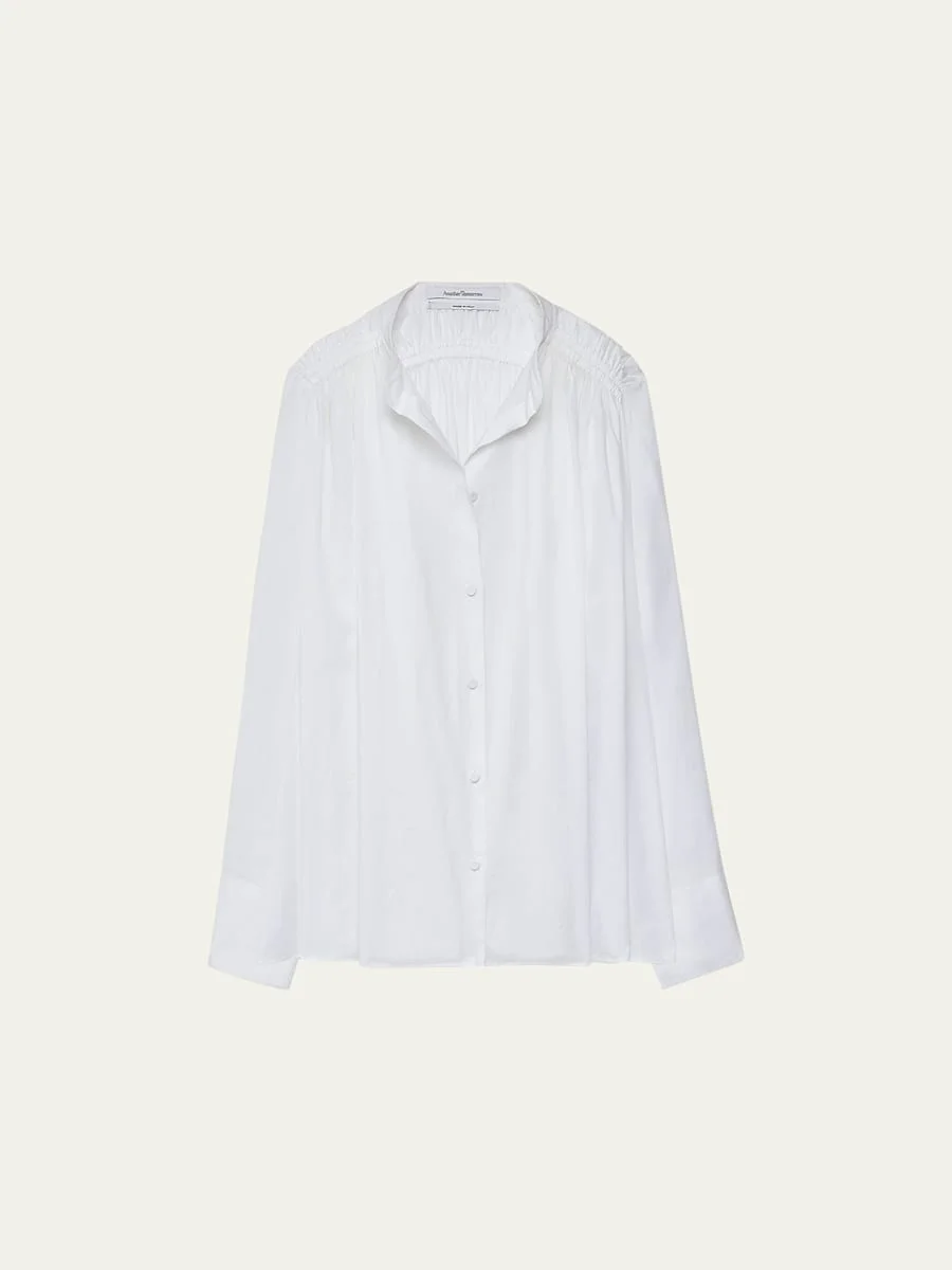 Gathered Voile Blouse - 1