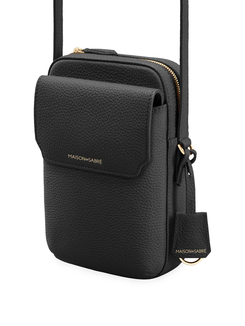 Leather Zip Phone Pouch - Black Caviar 6