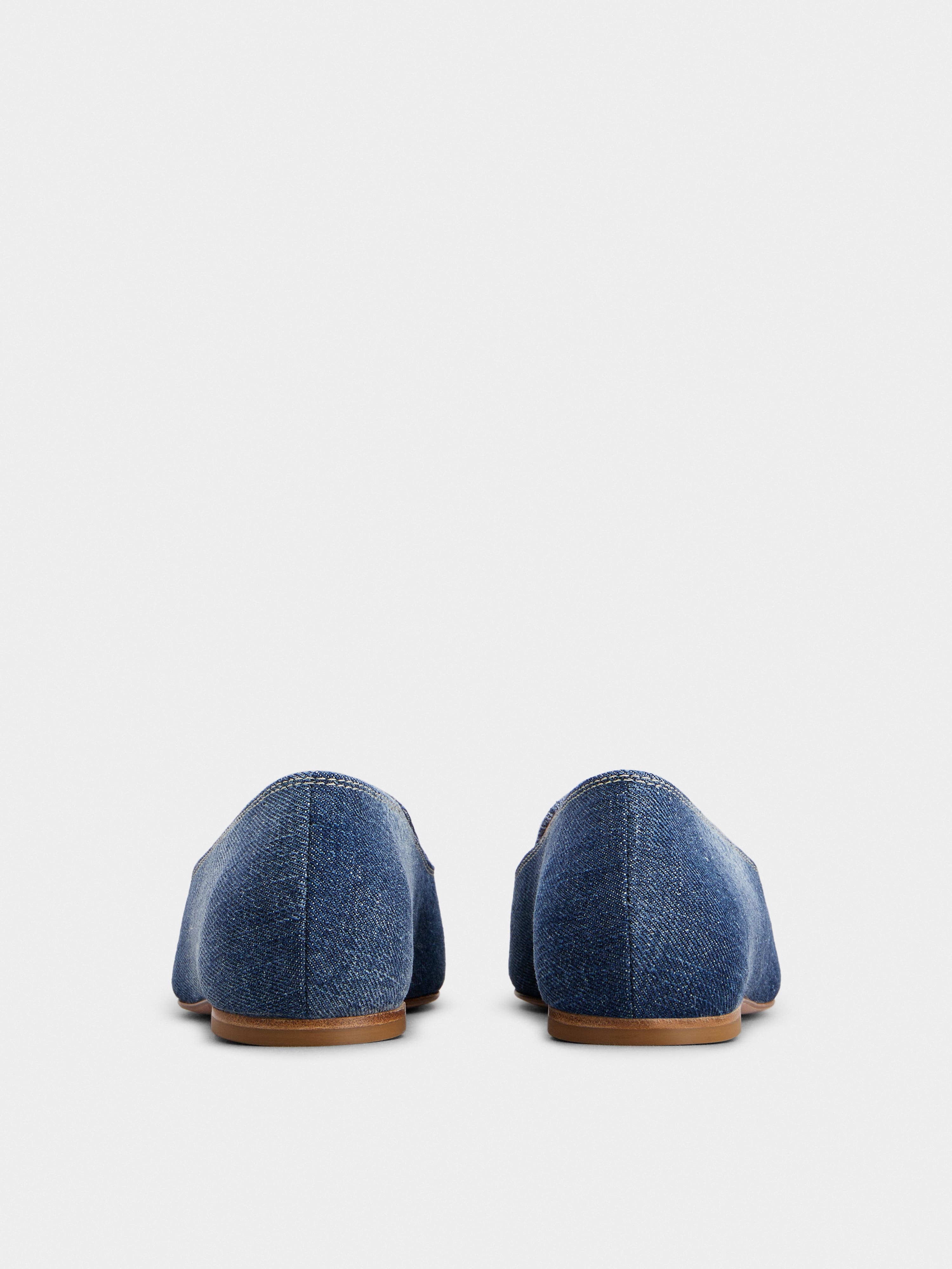 Pearl Embroidered Buckle Loafers in Denim - 5
