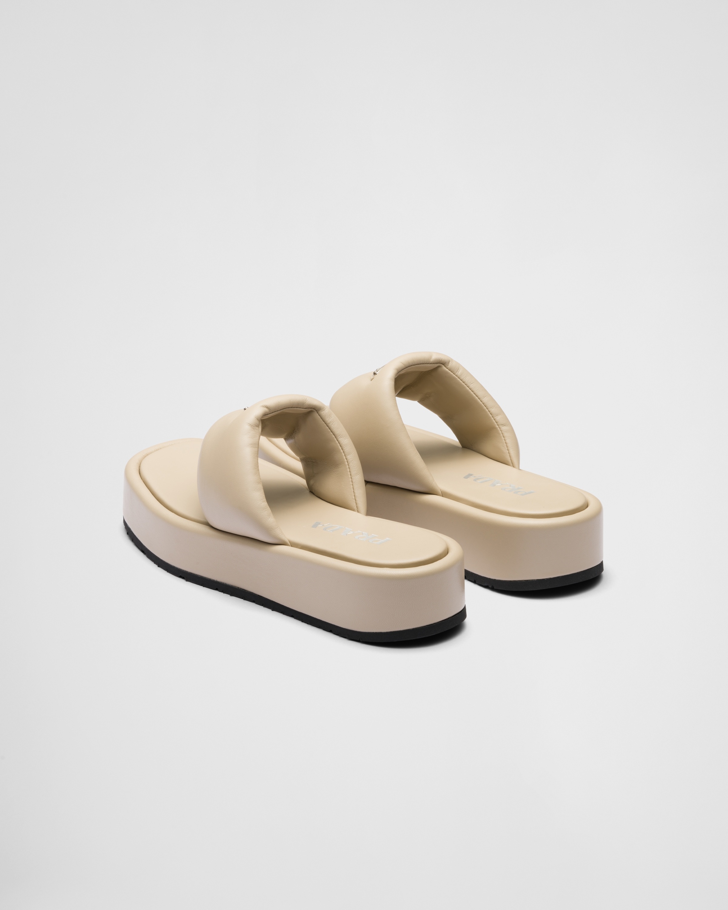 Prada Soft padded nappa leather thong wedge sandals - 5