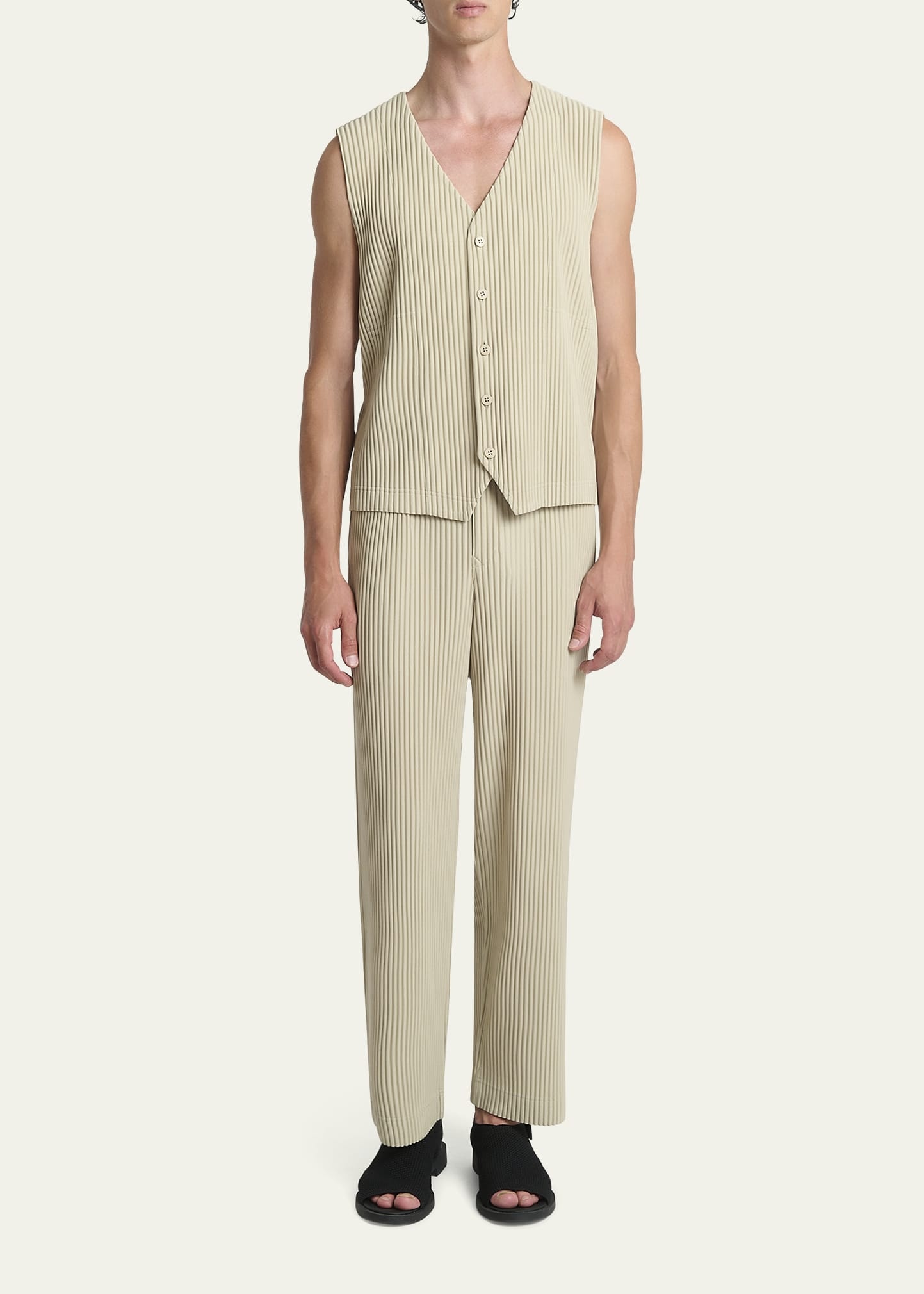 Men's Tailored Pleats Straight-Leg Pants - 2