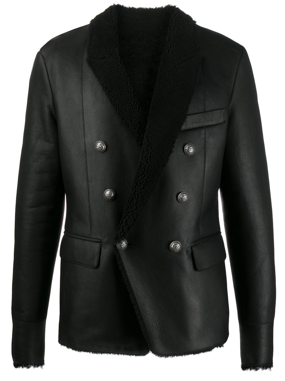 shearling lined leather jacket - 1