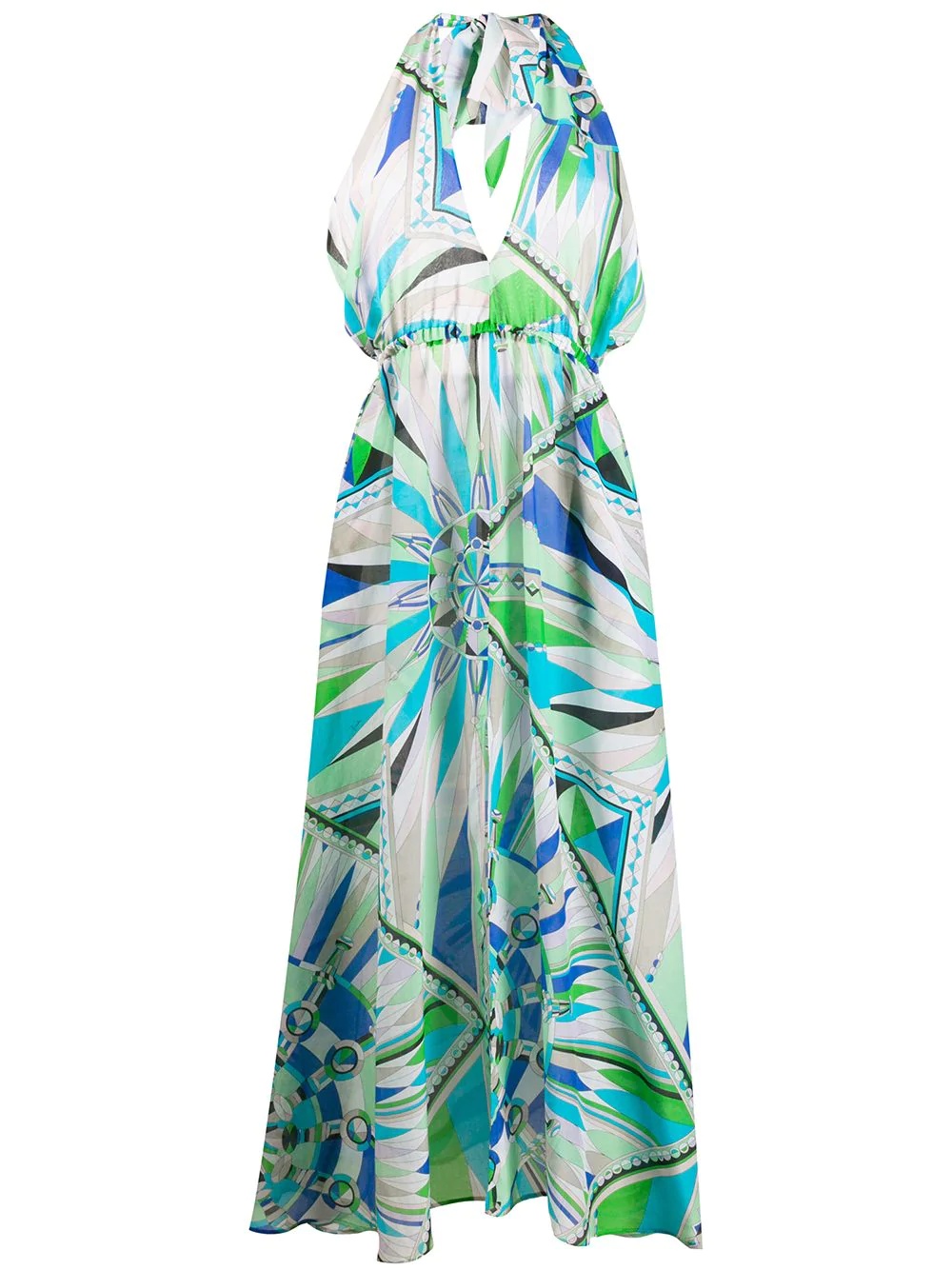 abstract print halterneck dress - 1