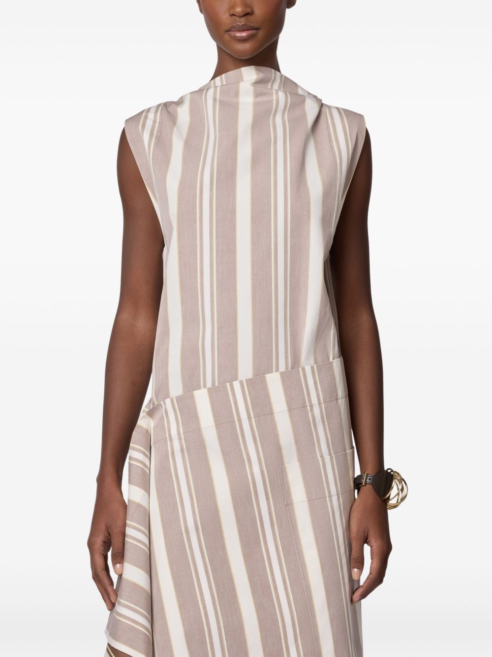 striped asymmetric shift dress - 4