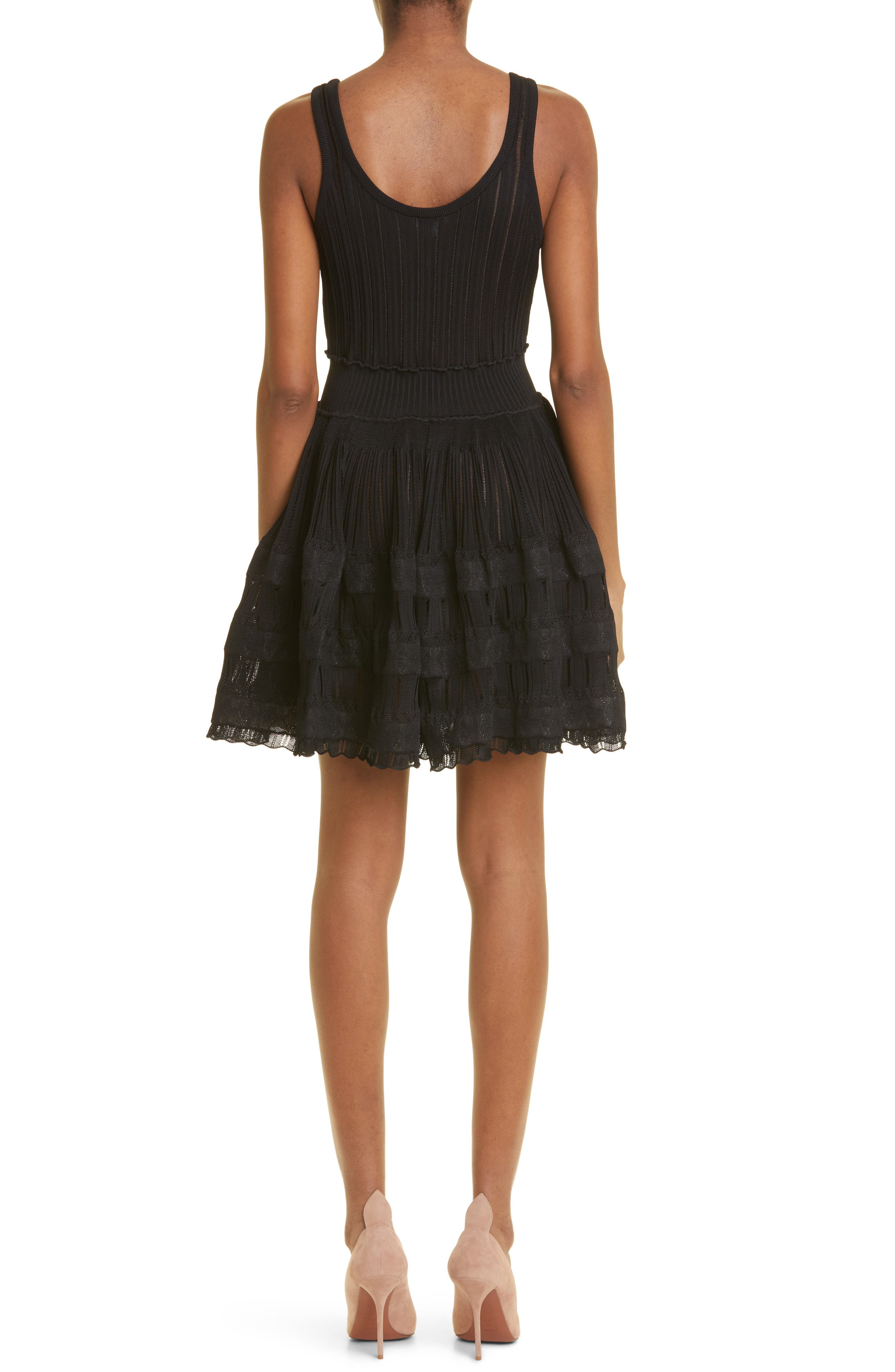 Mixed Stitch Sleeveless Skater Dress - 2