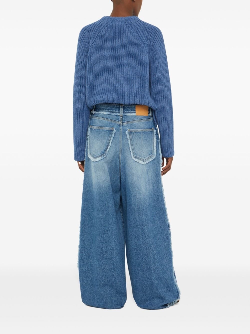fringed wide leg jeans - 5
