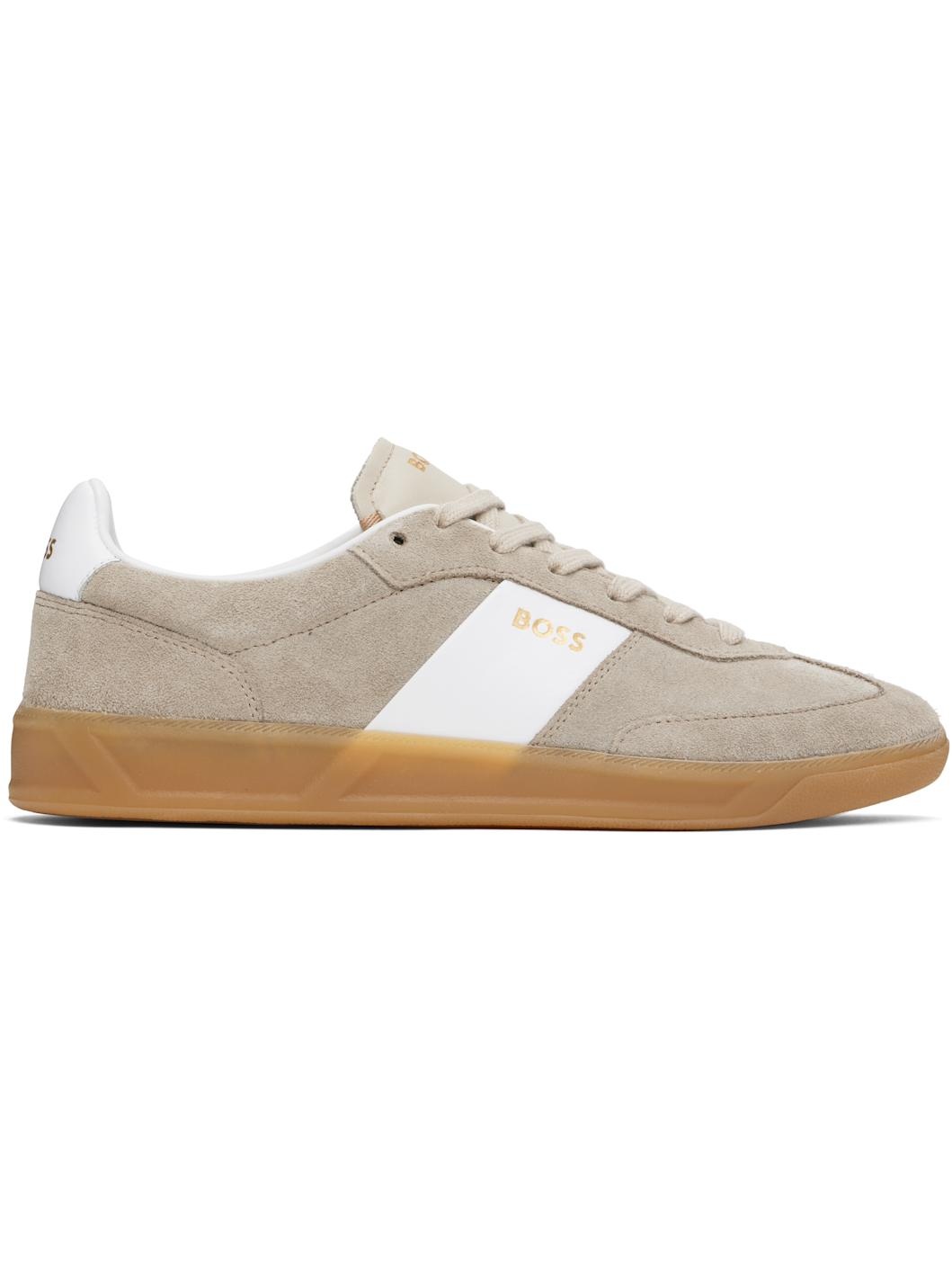 Beige Suede Lace-Up Sneakers - 1