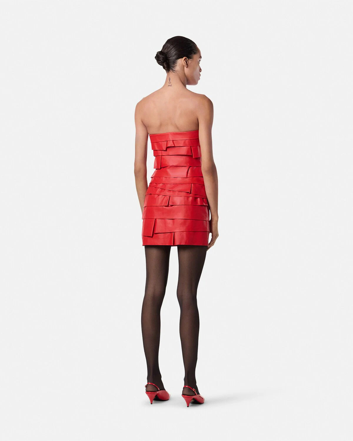Strapless Leather Mini Dress - 5