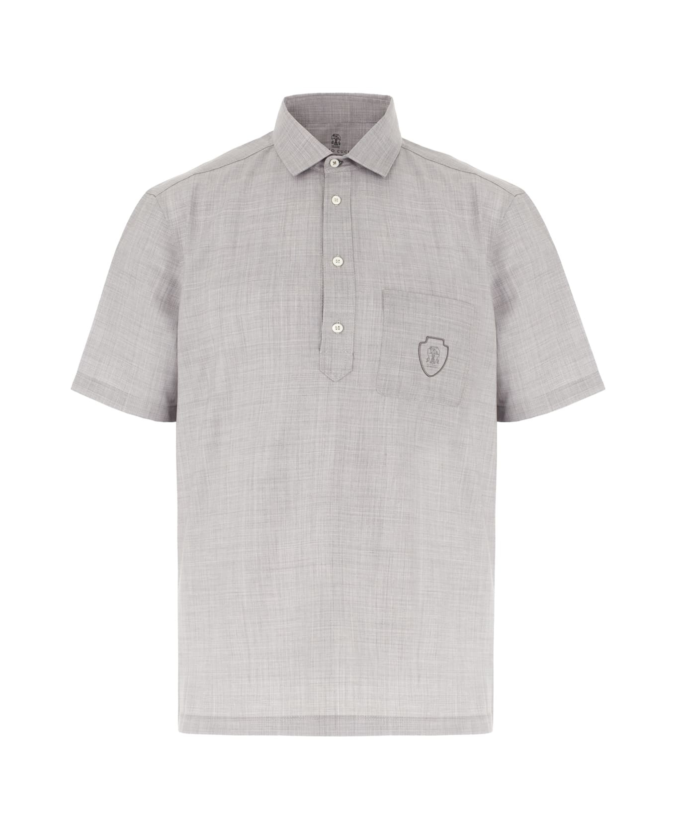 Embroidered Wool Polo Shirt - 1