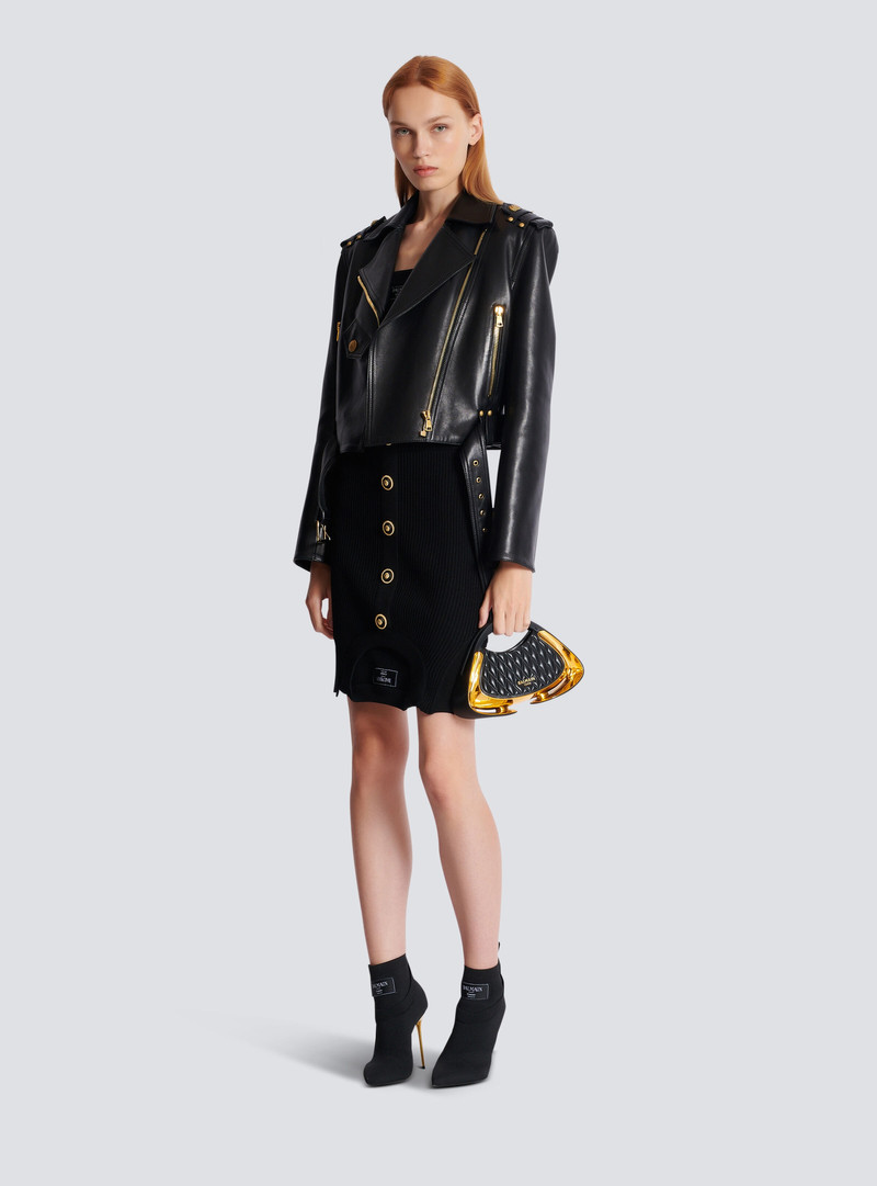 Balmain Short optical illusion ribbed knit skirt outlook