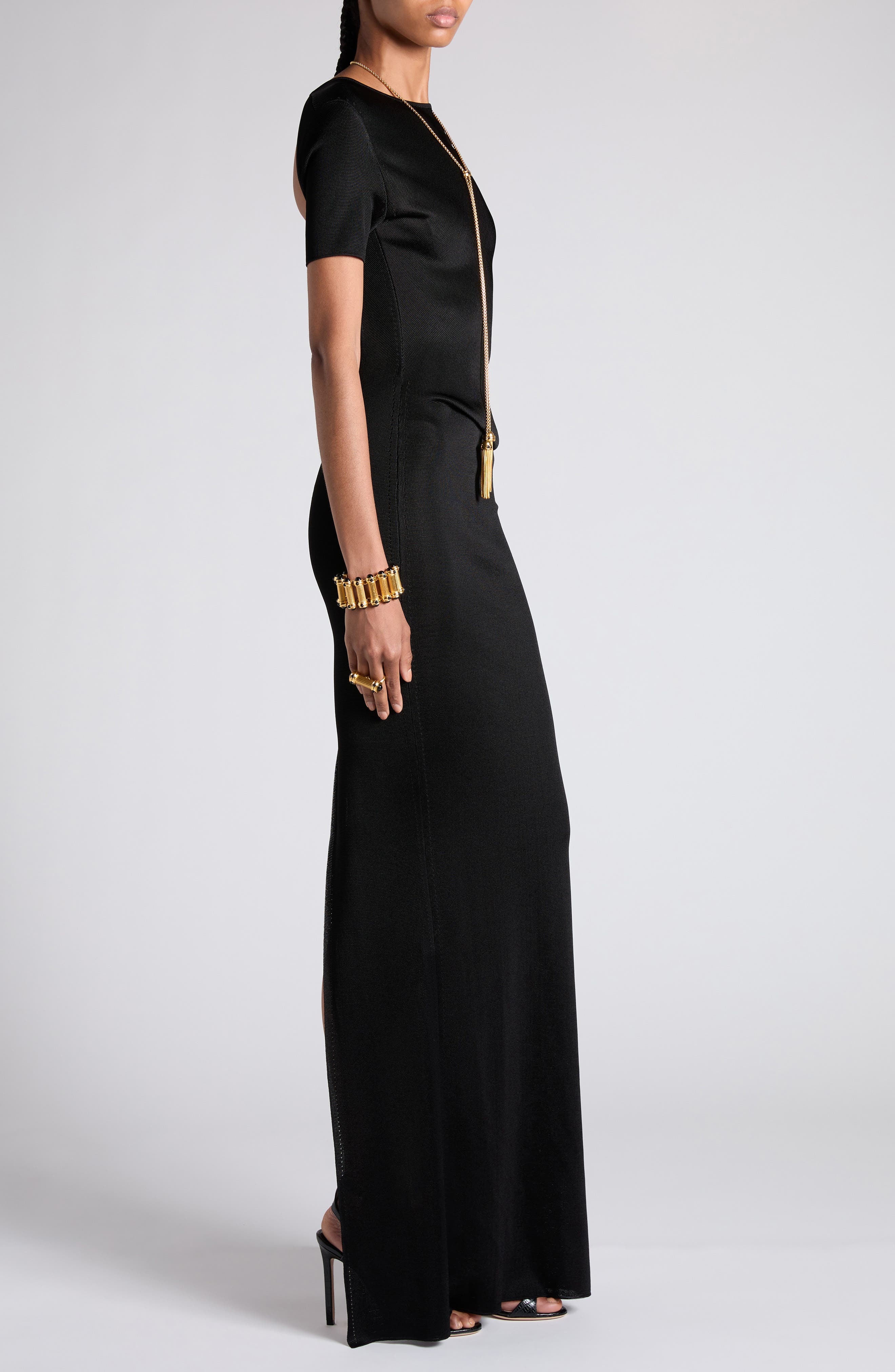 TOM FORD Open Back Double Knit Dress in Lb999 Black at Nordstrom - 3