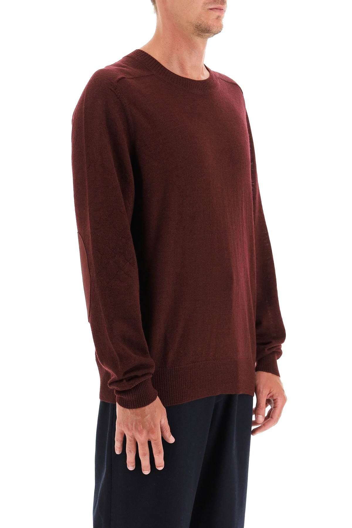 CREW NECK SWEATER WITH ELBOW PATCHES - 3