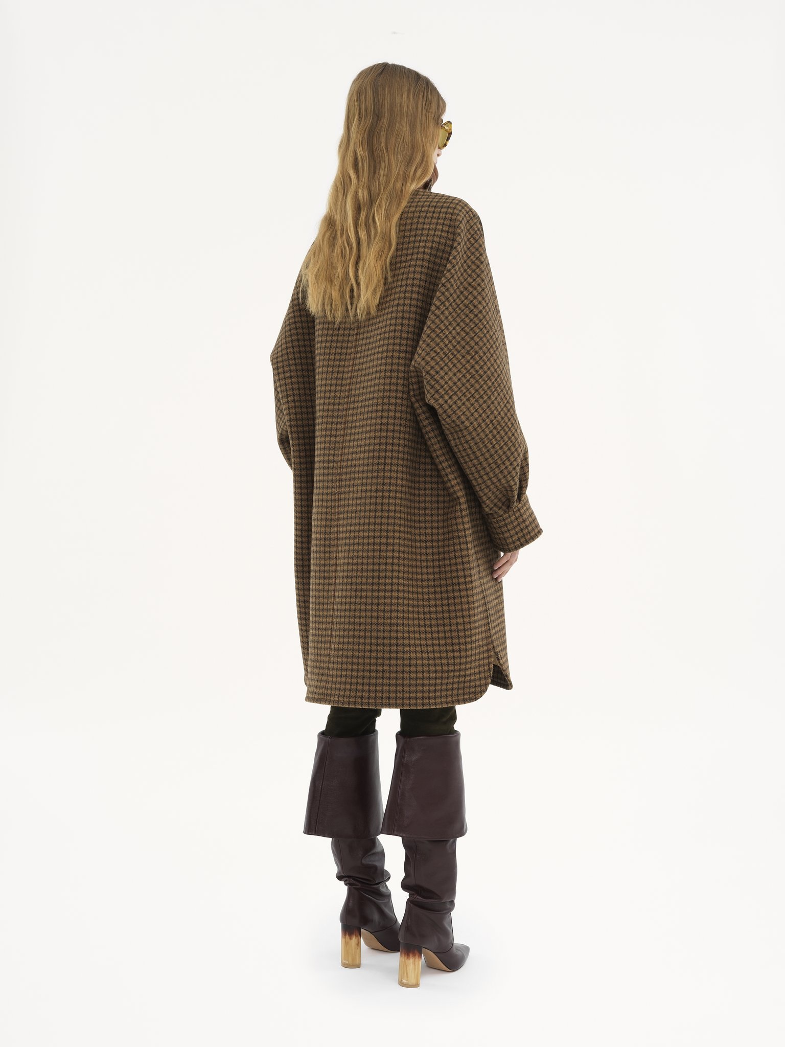 OVERSIZED MID-LENGTH COAT IN CHECK WOOL - 6