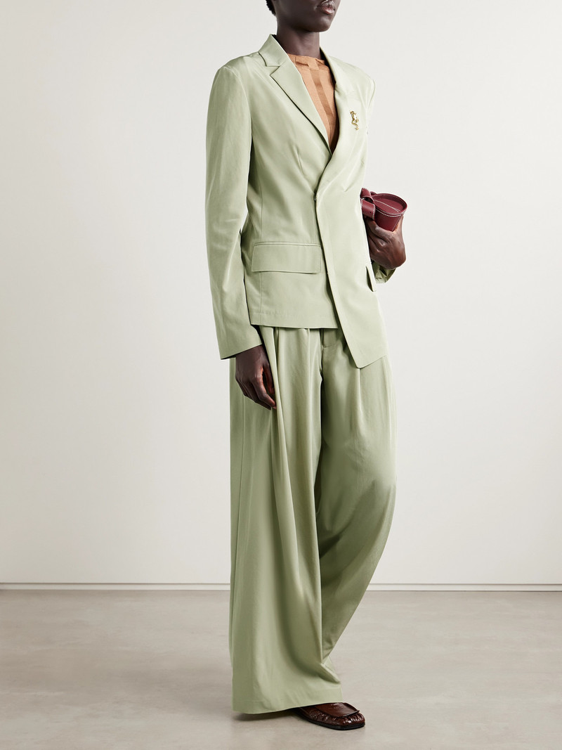 Tibi Pleated Crepe De Chine Wide-leg Pants outlook