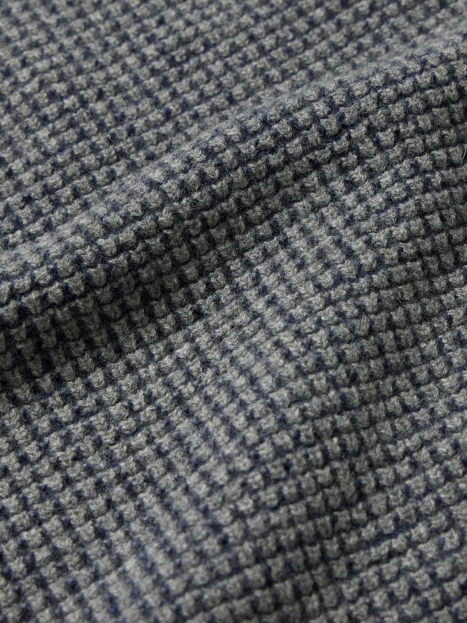 Waffle-Knit Wool Polo Sweater - 4