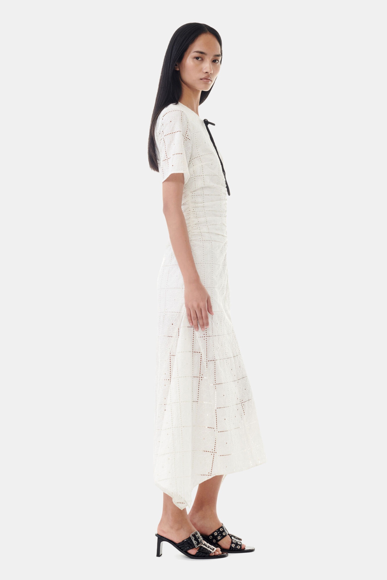 WHITE BRODERIE ANGLAISE LONG DRESS - 4