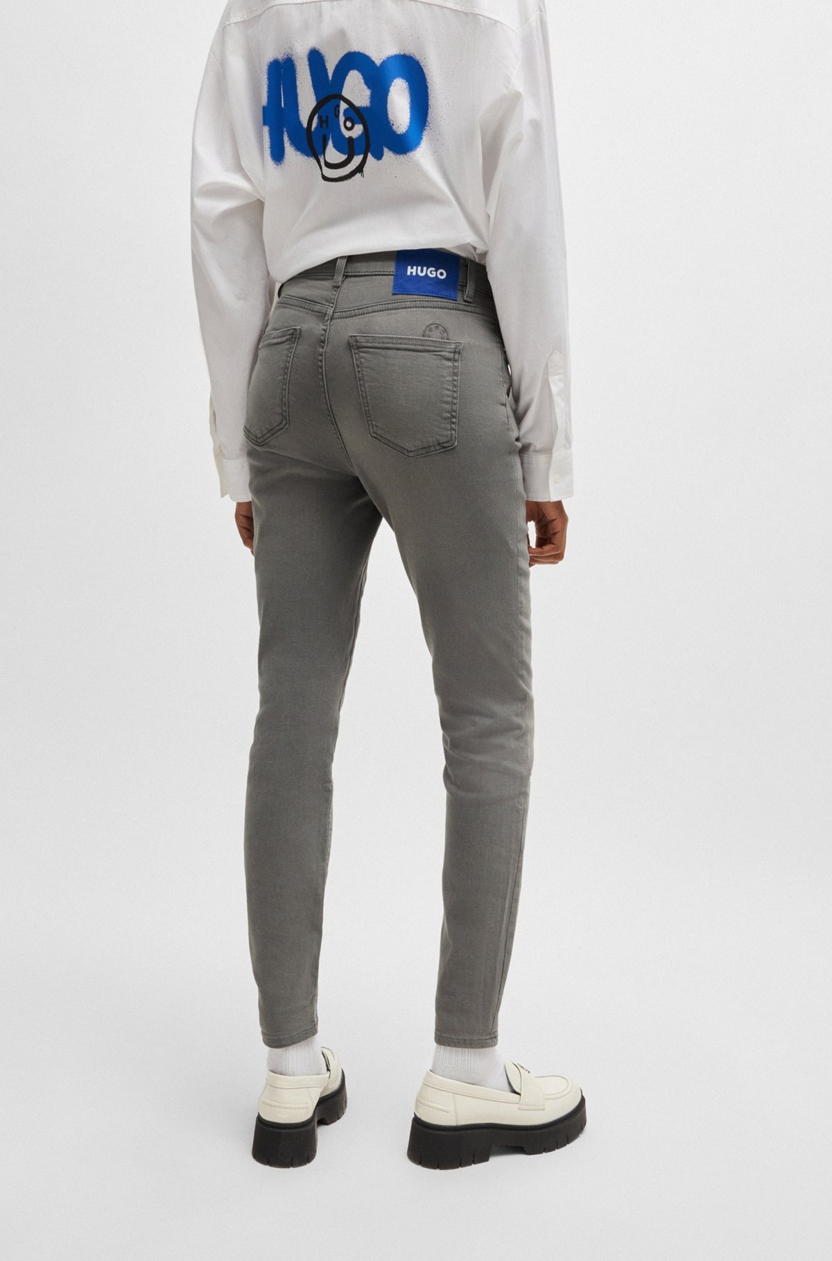 SKINNY-FIT JEANS IN DARK-GRAY STRETCH DENIM - 4