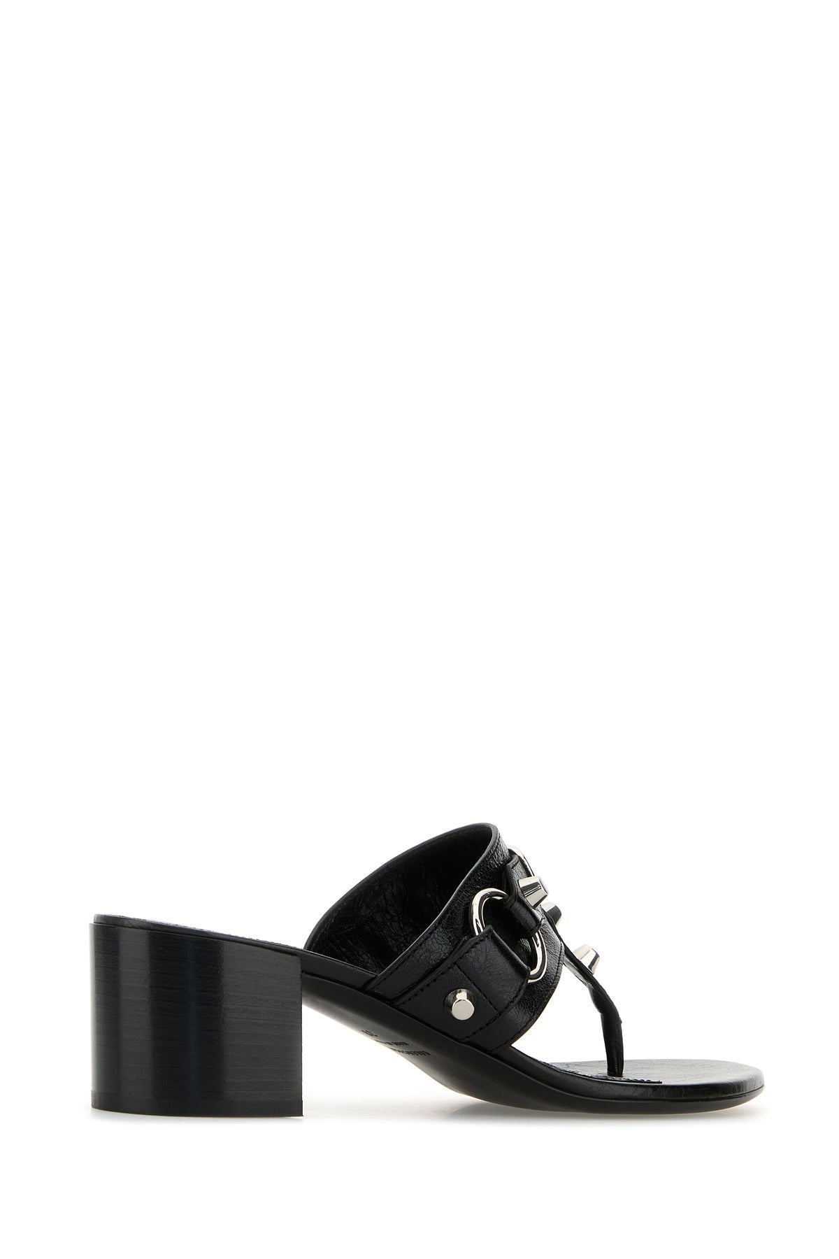 Black leather City thong mules - 3
