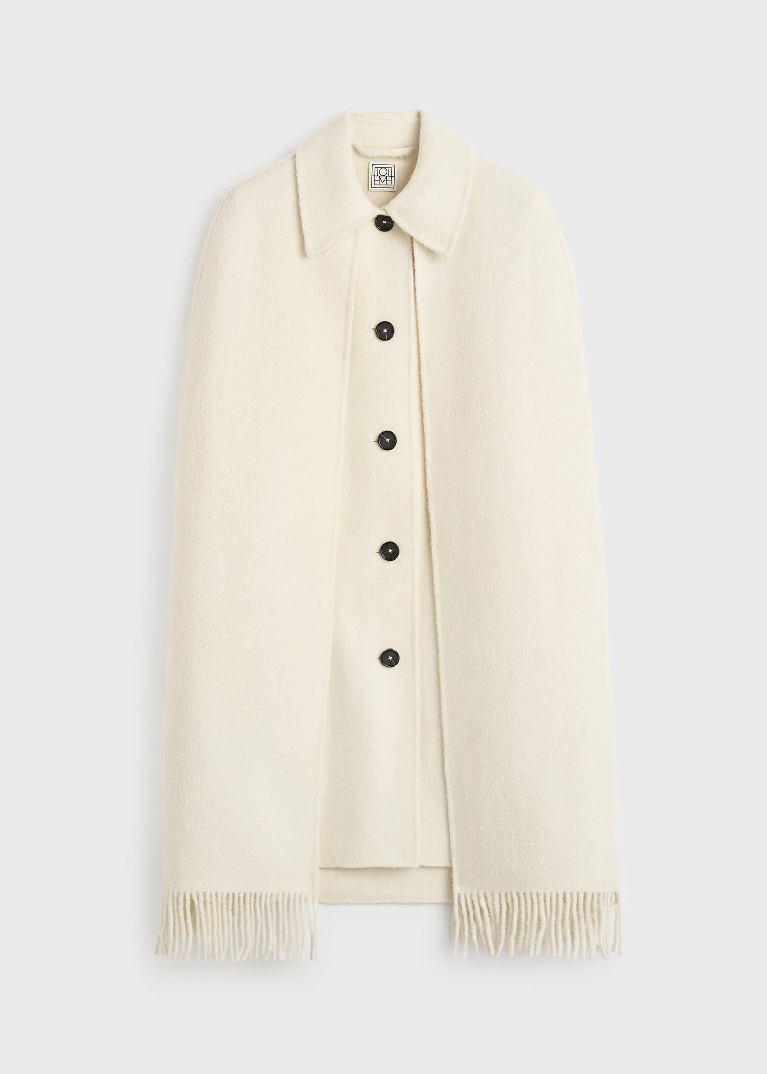 Fringe cape coat winter white - 1
