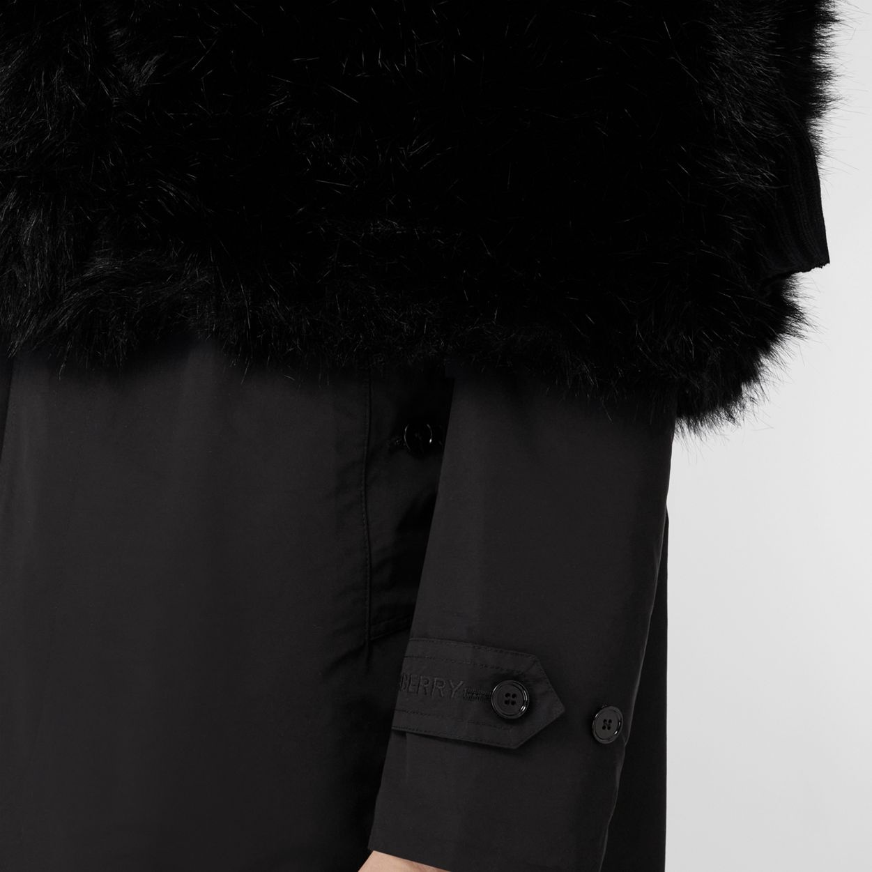 Faux Fur Trim Nylon Reconstructed Car Coat - 5