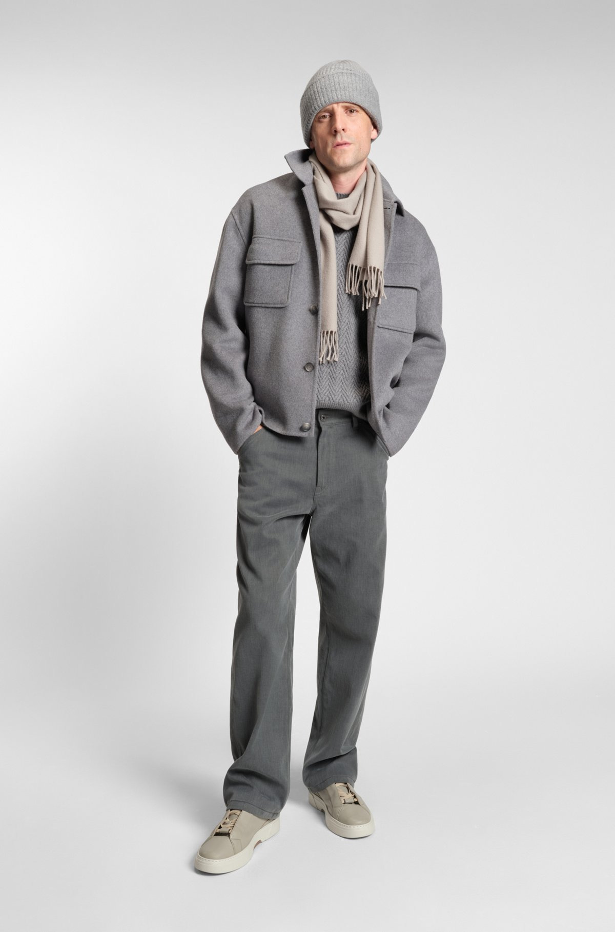 VIRGIN-WOOL SWEATER WITH HERRINGBONE STRUCTURE - 4