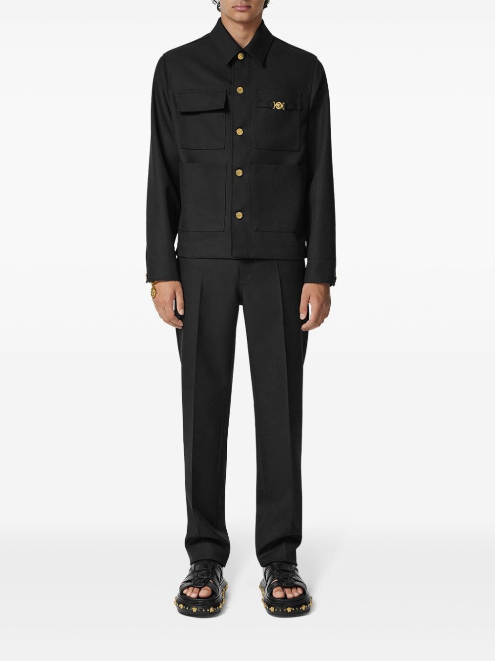 Medusa-plaque cotton jacket - 2