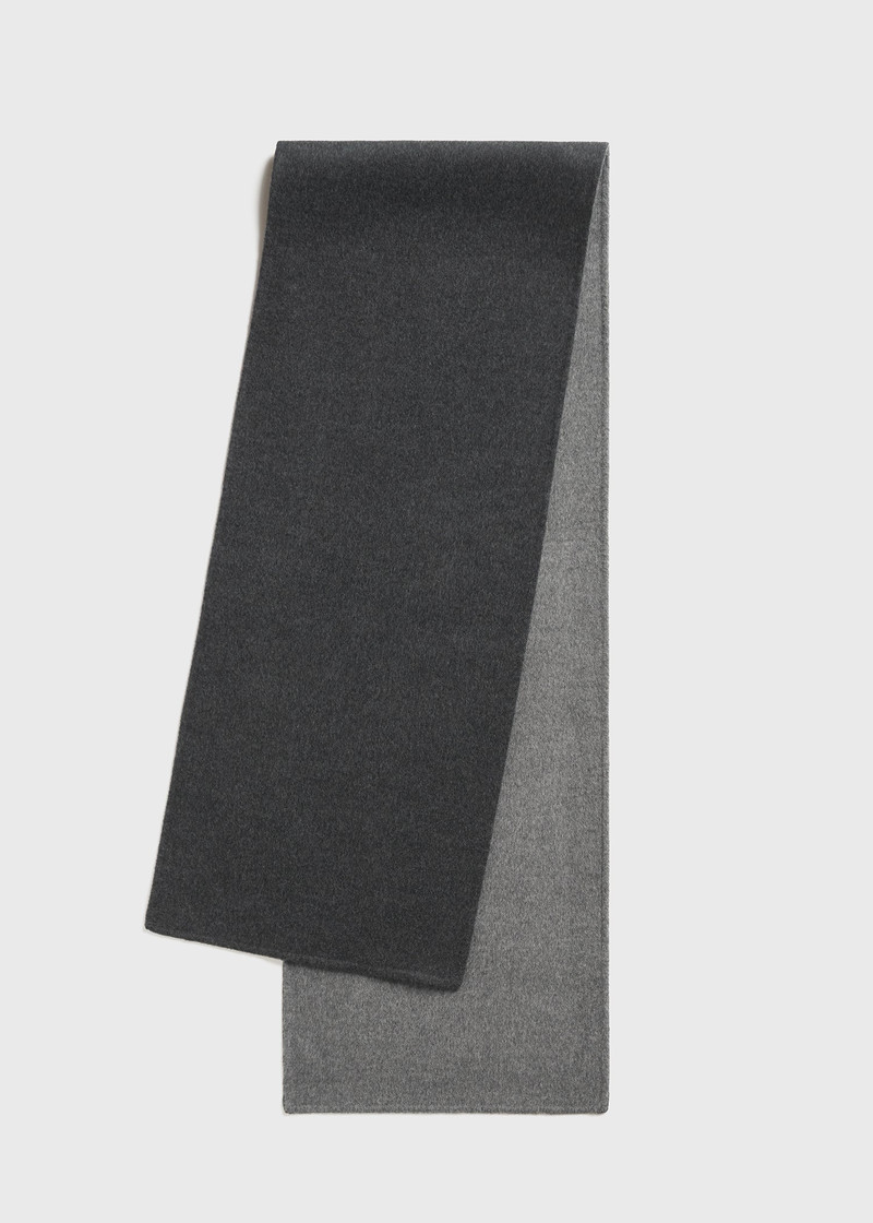 Two-tone long double scarf dark grey melange 1