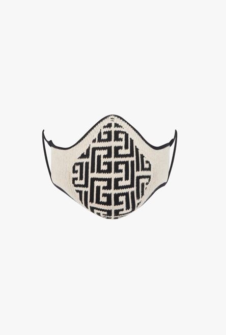 Ivory and black cotton mask with Balmain monogram - 1