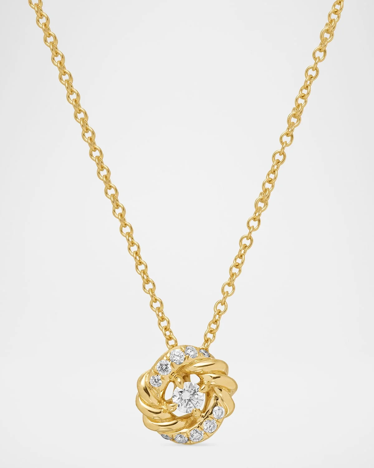 Petite Infinity Pendant Necklace with Diamonds in 18K Gold, 8mm - 1