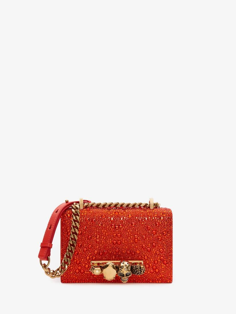 Women's Mini Jewelled Satchel in Orange - 1