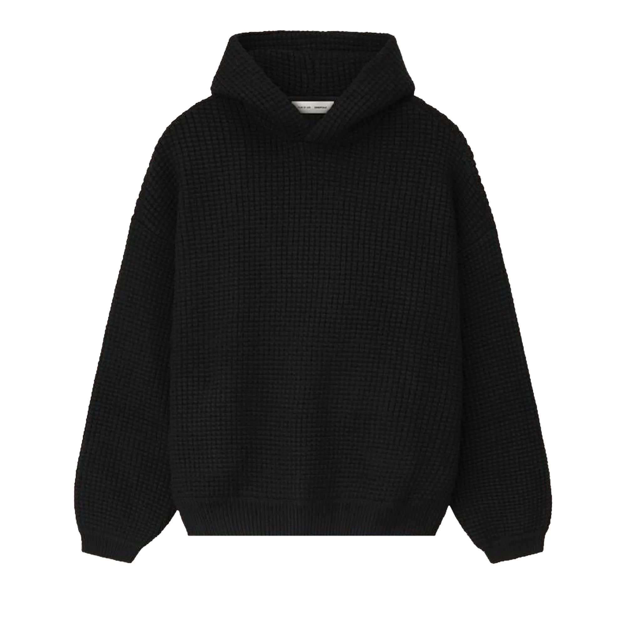 Fear of God Essentials Heavy Waffle 90's Hoodie 'Vintage Black' - 1