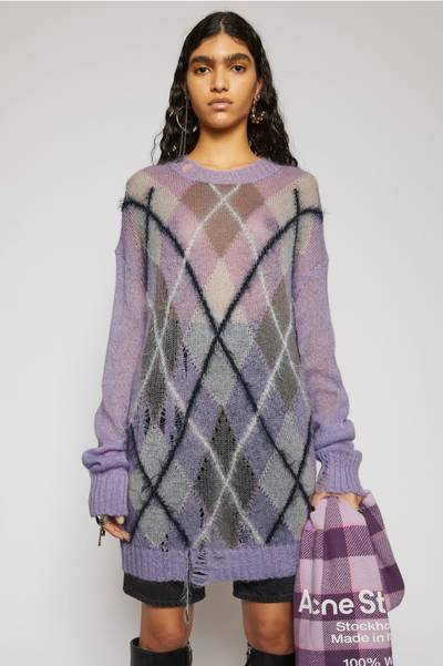 Acne Studios Distressed argyle sweater lilac/multi outlook