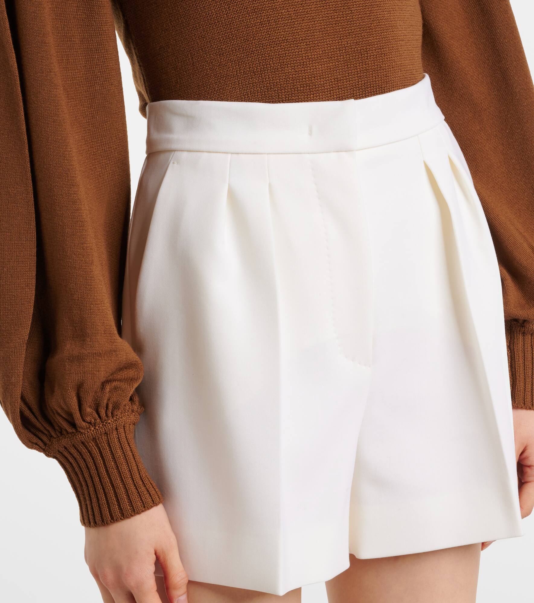 Zic high-rise wool-blend canvas shorts - 4