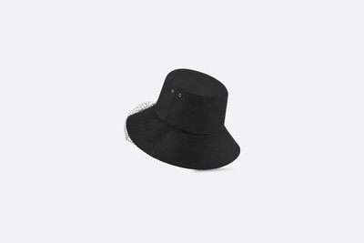 Dior Teddy-D Large Brim Bucket Hat with Veil outlook