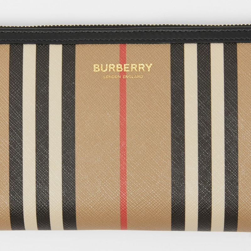 Burberry Icon Stripe and Leather Ziparound Wallet outlook
