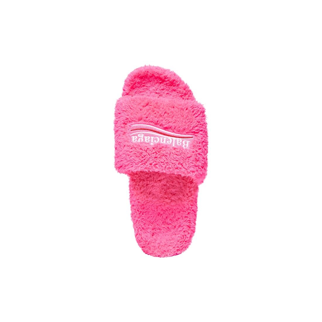 BALENCIAGA Women's Furry Slide Sandal in Bright Pink