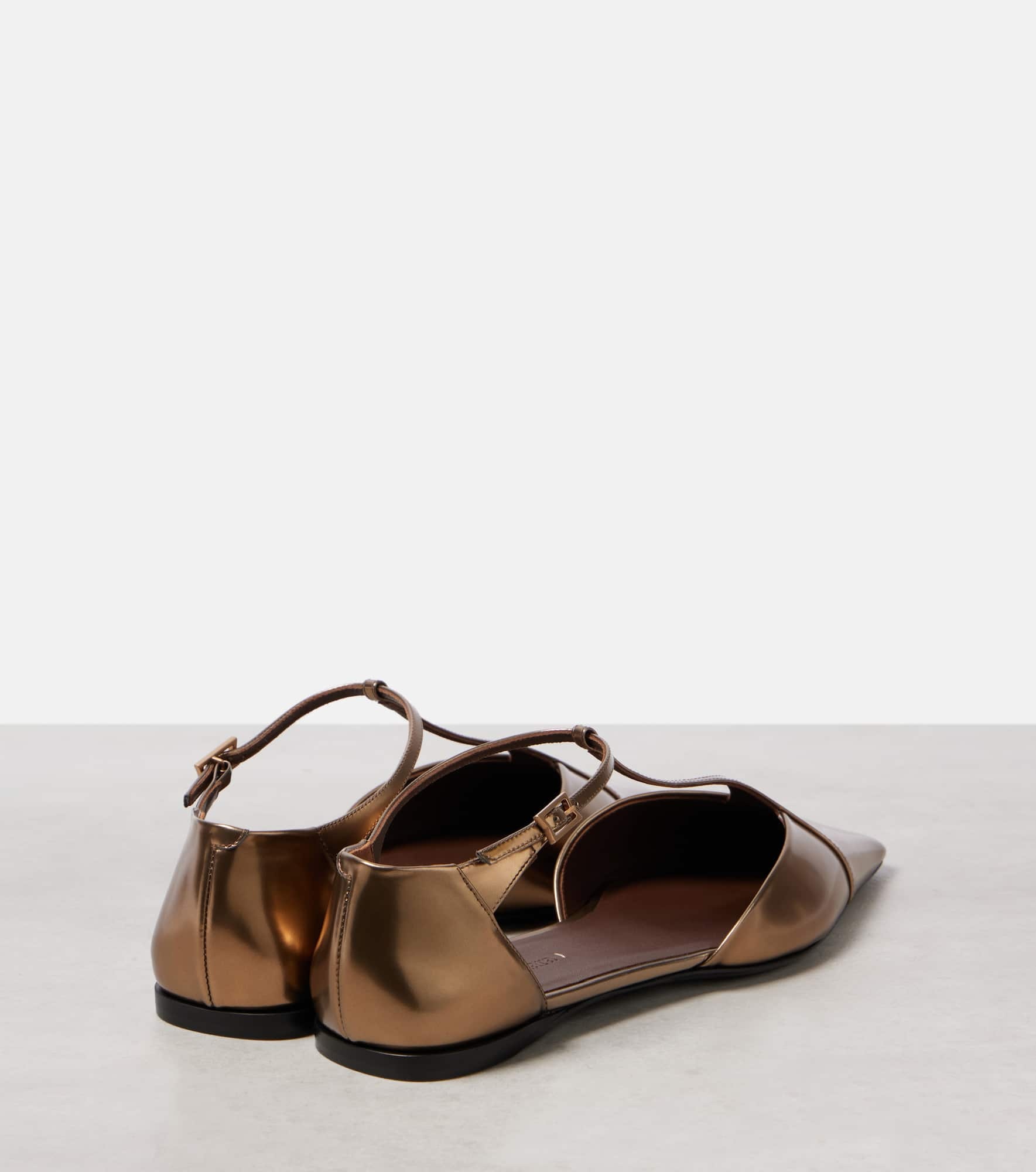 Metallic leather ballet flats - 2