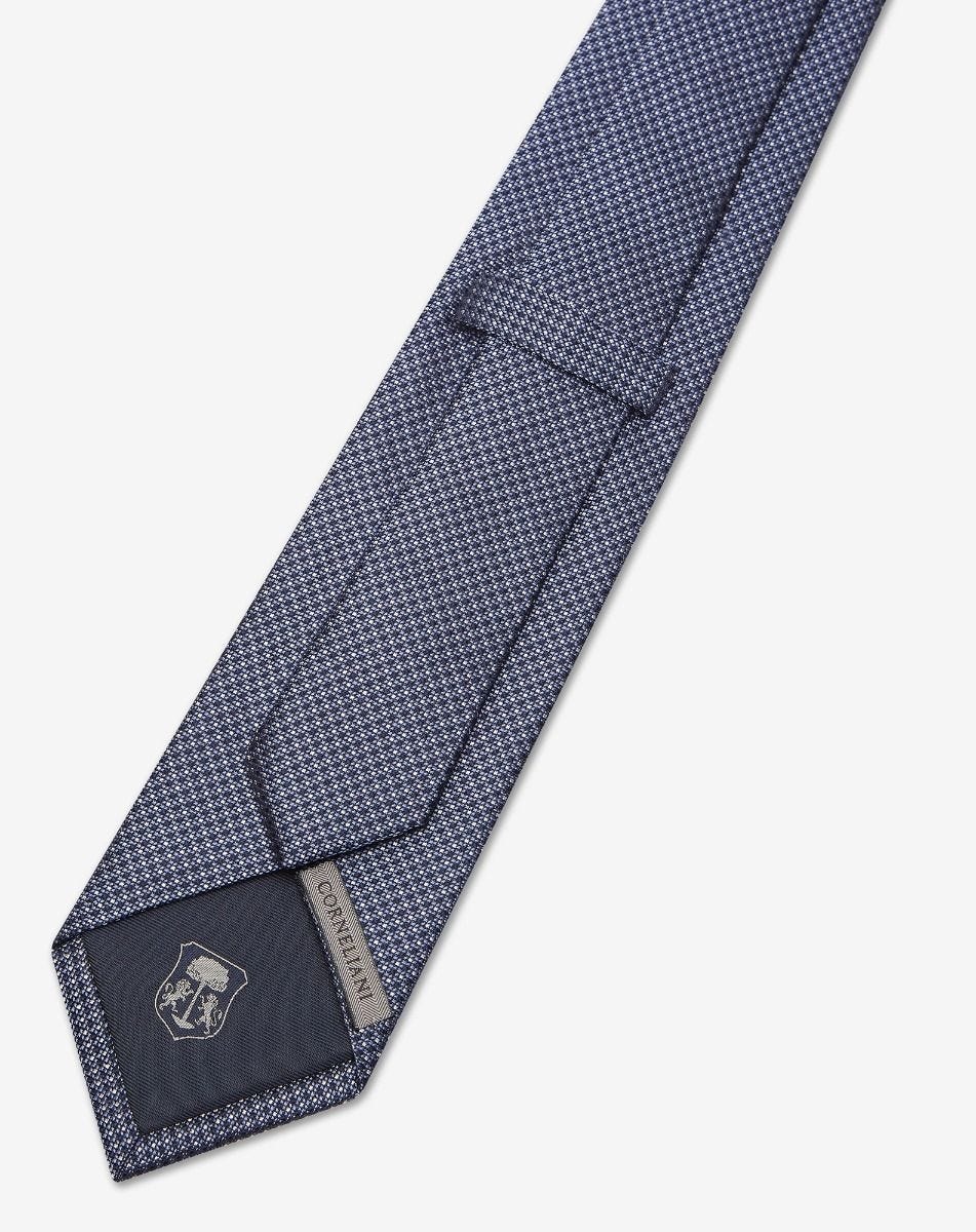 Pale blue silk tie with jacquard micro pattern - 3