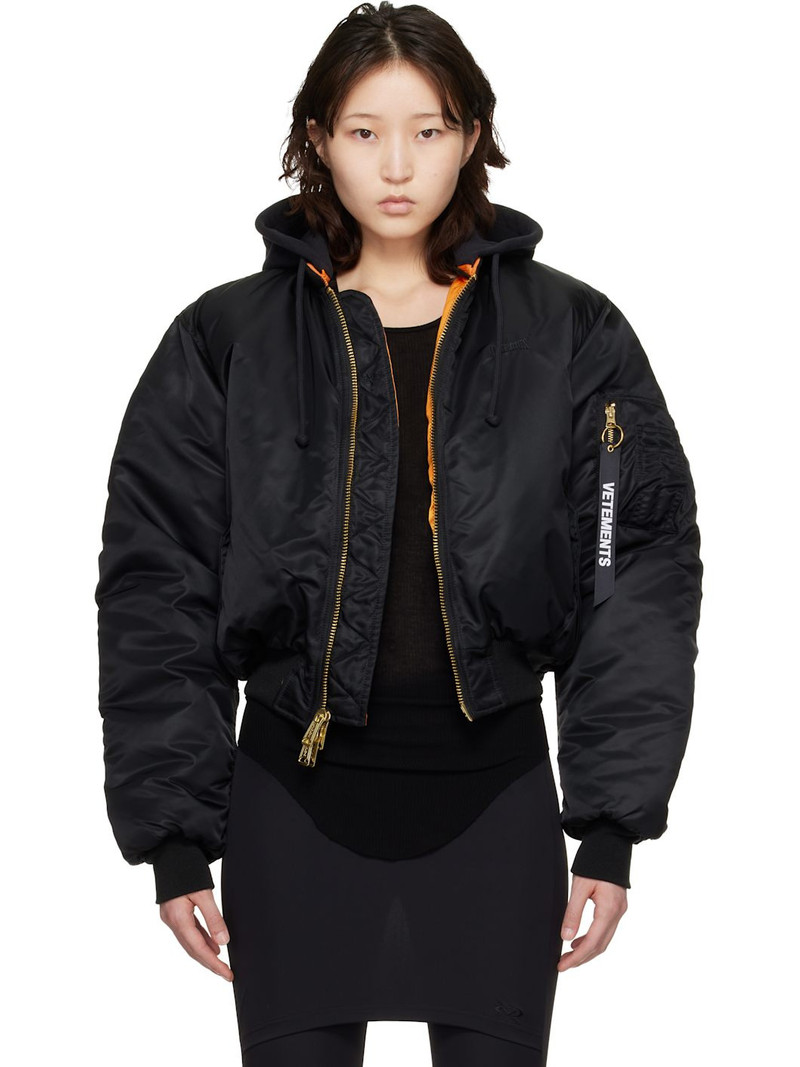 Black & Orange Alpha Industries Edition Fitted Reversible Bomber Jacket 1