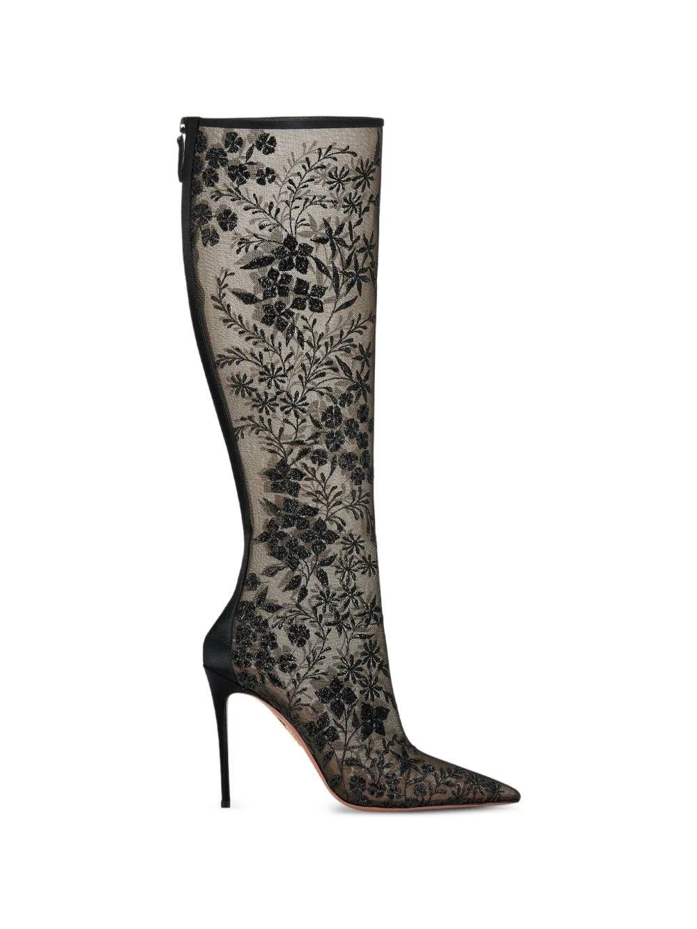 floral beaded knee-high boots - 1