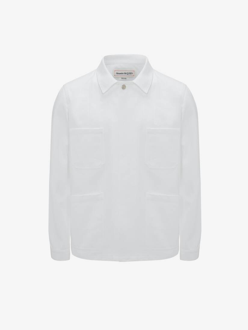 Men's McQueen Graffiti Denim Jacket in White - 1