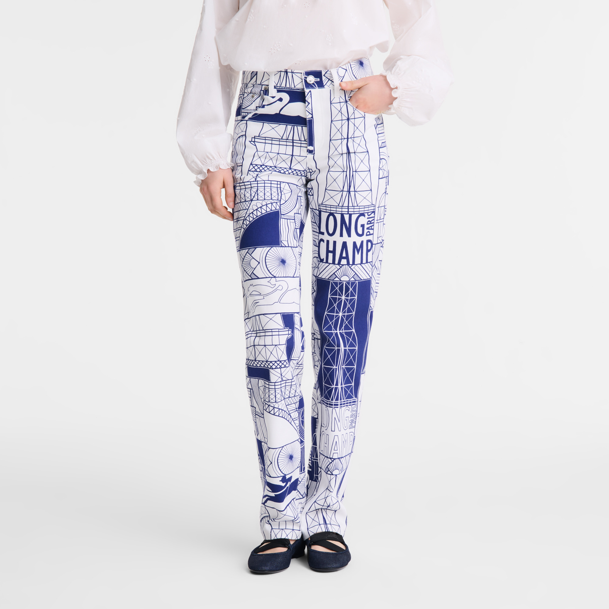 Trousers Navy - Printed cotton - 4
