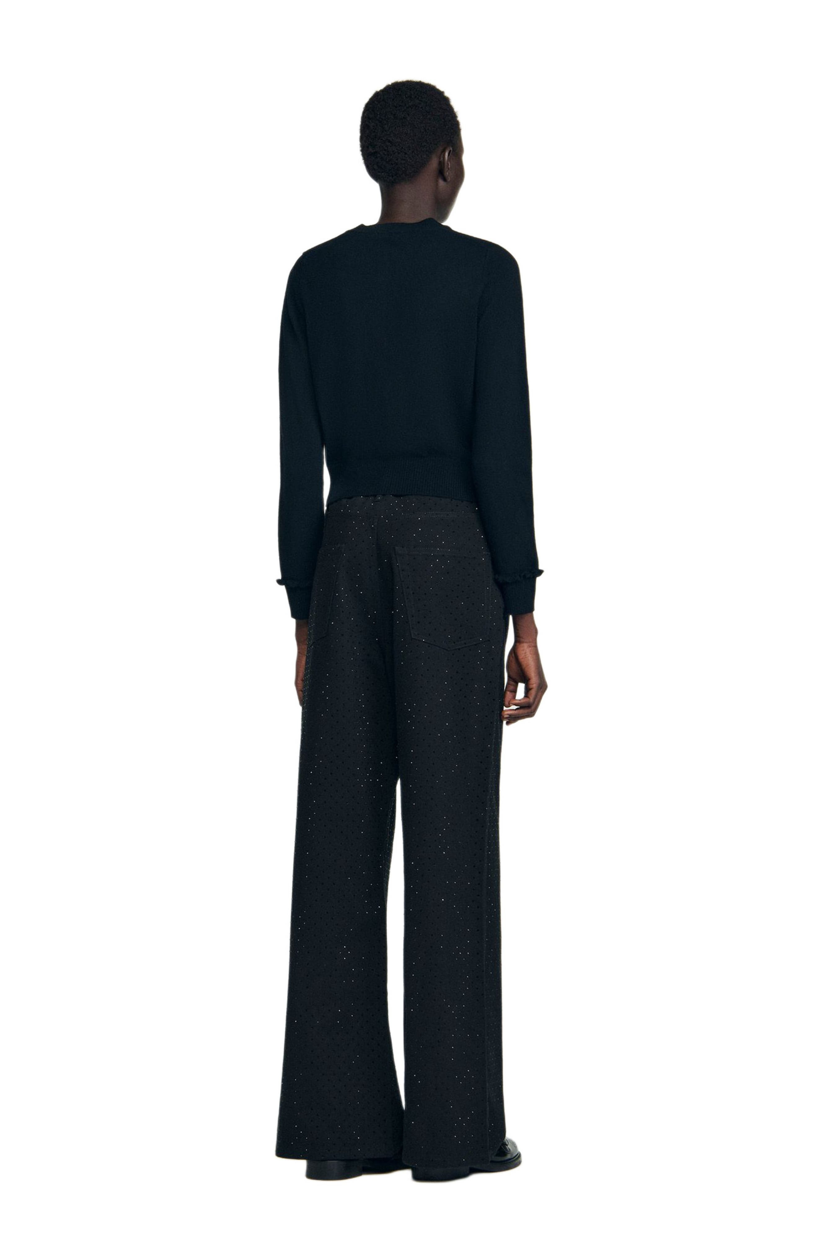 SANDRO Ruffled cardigan in Black at Nordstrom - 2